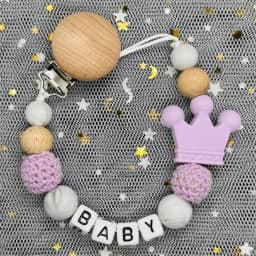 NEW Personalized Name Handmade Beech Pacifier Clip Holder Chain Silicone Rainbow Pacifier Chain Baby Teether Teething Chain Gift