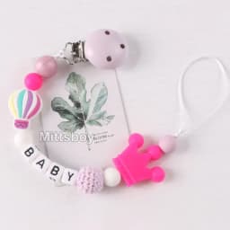 NEW Personalized Name Handmade Beech Pacifier Clip Holder Chain Silicone Rainbow Pacifier Chain Baby Teether Teething Chain Gift