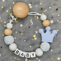 NEW Personalized Name Handmade Beech Pacifier Clip Holder Chain Silicone Rainbow Pacifier Chain Baby Teether Teething Chain Gift