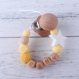 NEW Personalized Name Handmade Beech Pacifier Clip Holder Chain Silicone Rainbow Pacifier Chain Baby Teether Teething Chain Gift