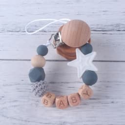NEW Personalized Name Handmade Beech Pacifier Clip Holder Chain Silicone Rainbow Pacifier Chain Baby Teether Teething Chain Gift