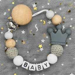 NEW Personalized Name Handmade Beech Pacifier Clip Holder Chain Silicone Rainbow Pacifier Chain Baby Teether Teething Chain Gift