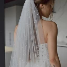 TOPQUEEN V05 Pearls Wedding Veils With Comb 100% Handmade Beaded Wedding Accessories 3M Cathedral Wedding Veil Luxury Elegant