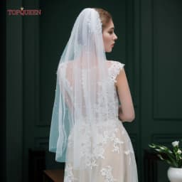 TOPQUEEN V05 Pearls Wedding Veils With Comb 100% Handmade Beaded Wedding Accessories 3M Cathedral Wedding Veil Luxury Elegant