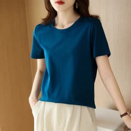 Summer 100% Mercerized Cotton Women Silk T-shirts O Neck Short Sleeve Loose Straight Tops Simple Casual Tees For Minimalist 2025