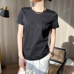 Summer 100% Mercerized Cotton Women Silk T-shirts O Neck Short Sleeve Loose Straight Tops Simple Casual Tees For Minimalist 2025