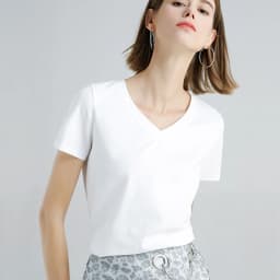 Summer 100% Mercerized Cotton Women Silk T-shirts O Neck Short Sleeve Loose Straight Tops Simple Casual Tees For Minimalist 2025