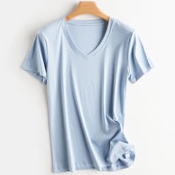 Summer 100% Mercerized Cotton Women Silk T-shirts O Neck Short Sleeve Loose Straight Tops Simple Casual Tees For Minimalist 2025