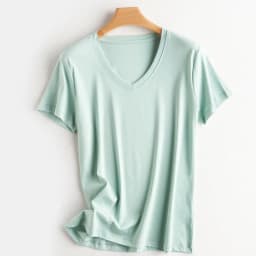 Summer 100% Mercerized Cotton Women Silk T-shirts O Neck Short Sleeve Loose Straight Tops Simple Casual Tees For Minimalist 2025