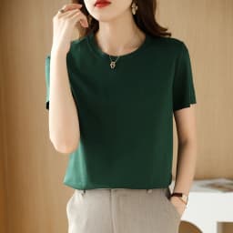 Summer 100% Mercerized Cotton Women Silk T-shirts O Neck Short Sleeve Loose Straight Tops Simple Casual Tees For Minimalist 2025