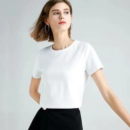 Summer 100% Mercerized Cotton Women Silk T-shirts O Neck Short Sleeve Loose Straight Tops Simple Casual Tees For Minimalist 2025