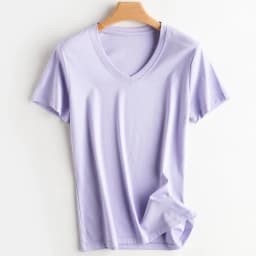Summer 100% Mercerized Cotton Women Silk T-shirts O Neck Short Sleeve Loose Straight Tops Simple Casual Tees For Minimalist 2025
