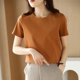 Summer 100% Mercerized Cotton Women Silk T-shirts O Neck Short Sleeve Loose Straight Tops Simple Casual Tees For Minimalist 2025