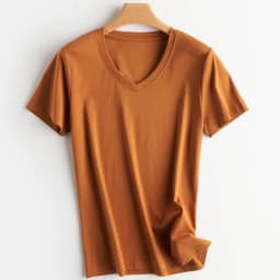 Summer 100% Mercerized Cotton Women Silk T-shirts O Neck Short Sleeve Loose Straight Tops Simple Casual Tees For Minimalist 2025