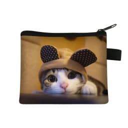 Coin Purse New Animal Cat Children's Wallet Student Portable Card Bag Coin Key Storage Bag Polyester Hand Bag Mini Bag Sac
