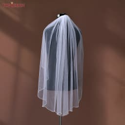 TOPQUEEN V35 Bridal Veil with Pearls Single Tier Bead Edge Bridal Veil Elbow Length Elegance Voile De MariéE High Quality