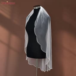 TOPQUEEN V35 Bridal Veil with Pearls Single Tier Bead Edge Bridal Veil Elbow Length Elegance Voile De MariéE High Quality