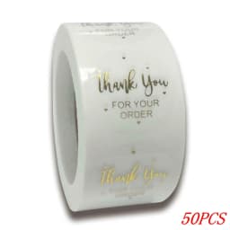 50-500pcs 1inch Clear Gold Foil Thank You Stickers for Envelope Sealing Label Stickers Pretty Things Inside for Gifts Package