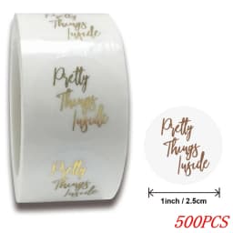 50-500pcs 1inch Clear Gold Foil Thank You Stickers for Envelope Sealing Label Stickers Pretty Things Inside for Gifts Package