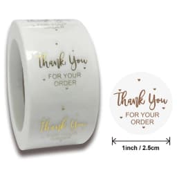 50-500pcs 1inch Clear Gold Foil Thank You Stickers for Envelope Sealing Label Stickers Pretty Things Inside for Gifts Package