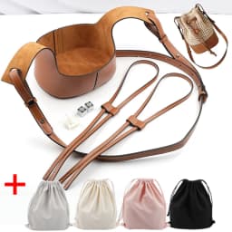Handmade Handbag Shoulder Strap Hollow Drawstring Woven Bag Set Bucket Bag Leather With Bag Bottom Belt Bag For DIY Backpack