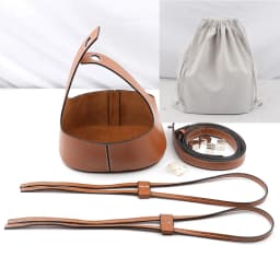 Handmade Handbag Shoulder Strap Hollow Drawstring Woven Bag Set Bucket Bag Leather With Bag Bottom Belt Bag For DIY Backpack