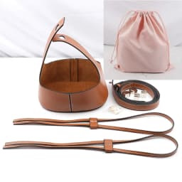 Handmade Handbag Shoulder Strap Hollow Drawstring Woven Bag Set Bucket Bag Leather With Bag Bottom Belt Bag For DIY Backpack