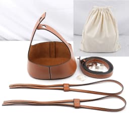 Handmade Handbag Shoulder Strap Hollow Drawstring Woven Bag Set Bucket Bag Leather With Bag Bottom Belt Bag For DIY Backpack