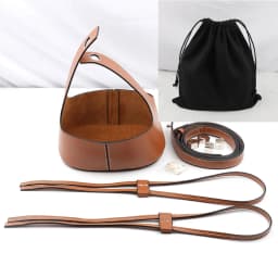 Handmade Handbag Shoulder Strap Hollow Drawstring Woven Bag Set Bucket Bag Leather With Bag Bottom Belt Bag For DIY Backpack