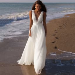 Charming On Sale Beach Wedding Dresses 2024 Summer Bride Dress Sleeveless V Neckline Boho Bridal Gowns Tulle White Backless
