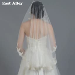 Vintage Ivory White One Layer Bridal Veil with Comb, Classic Wedding Velo De Novia for Elegant Bride