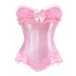 Sapubonva Corset Top Bustier Plus Size Overbust Zipper for Women Shaper Gothic Satin Lace up Red Bridal White