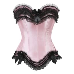 Sapubonva Corset Top Bustier Plus Size Overbust Zipper for Women Shaper Gothic Satin Lace up Red Bridal White