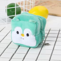 Women's Cute Coin Wallet Cartoon Soft Plush Small Coin Purse Bag for Women Penguin Animal Zippper Coin Money Card Purses Cases