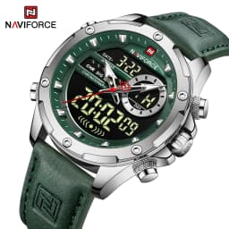 NAVIFORCE Luxury Original Watches For Men Casual Sport Chronograph Alarm Quartz WristWatch Leather Waterproof Digital Clock 9163