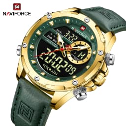 NAVIFORCE Luxury Original Watches For Men Casual Sport Chronograph Alarm Quartz WristWatch Leather Waterproof Digital Clock 9163