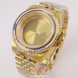 40mm Gold Plated Watch Case for NH35 NH36 NH38 Miyota8215 ETA2836 DG2813 ETA2824 PT5000 Movement Sapphire Crystal Screw-in Crown