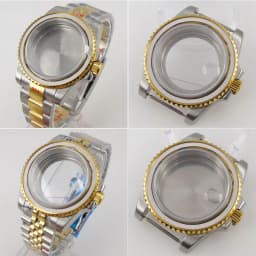 40mm Gold Plated Watch Case for NH35 NH36 NH38 Miyota8215 ETA2836 DG2813 ETA2824 PT5000 Movement Sapphire Crystal Screw-in Crown