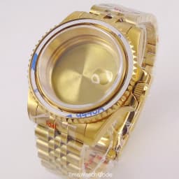 40mm Gold Plated Watch Case for NH35 NH36 NH38 Miyota8215 ETA2836 DG2813 ETA2824 PT5000 Movement Sapphire Crystal Screw-in Crown