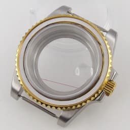40mm Gold Plated Watch Case for NH35 NH36 NH38 Miyota8215 ETA2836 DG2813 ETA2824 PT5000 Movement Sapphire Crystal Screw-in Crown