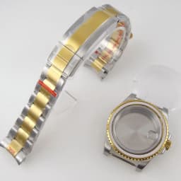 40mm Gold Plated Watch Case for NH35 NH36 NH38 Miyota8215 ETA2836 DG2813 ETA2824 PT5000 Movement Sapphire Crystal Screw-in Crown