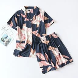 Spring And Autumn Ladies Cute Cartoon Floral Viscose Fiber Pajamas Two-piece Long-sleeved Home Service Cotton Summer Thin Shorts