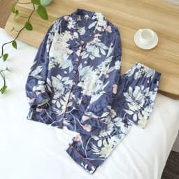 Spring And Autumn Ladies Cute Cartoon Floral Viscose Fiber Pajamas Two-piece Long-sleeved Home Service Cotton Summer Thin Shorts