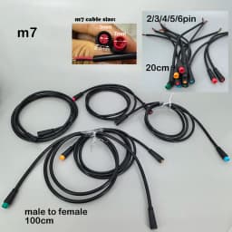 7mm m7 2 3 4 5 6 Pin core 1 male to female male plug cable Connector Waterproof Sensor E-bike Electric bicycle cord 0.2m/1m