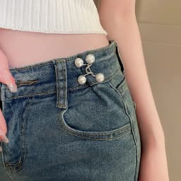 2pcs Skirt Pants Tighten Waist Brooches Jeans Adjustable Waist Clip Button Pearl Women's Brooch Set DIY Clothing Accessories K0
