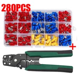 Multi-Function 4-in-1 Electric Crimping Plier Kit With 140/280Pcs Spade Terminal Wire Stripping Cutting Connetor Crimping Tool