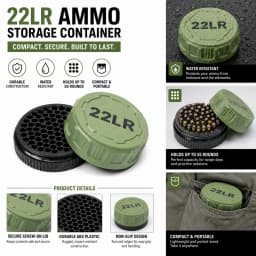 A compact storage case capable of holding 55 .22LR rounds—convenient for carrying to the shooting range.