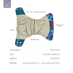 Elinfant Cloth Diaper Set Baby 8 Pcs/Set Pocket Diapers One Size Or With 8 Pcs Insert Adjustable Cloth Nappy For Baby Girls&Boys