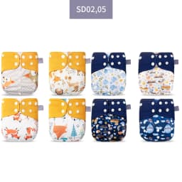 Elinfant Cloth Diaper Set Baby 8 Pcs/Set Pocket Diapers One Size Or With 8 Pcs Insert Adjustable Cloth Nappy For Baby Girls&Boys