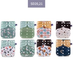 Elinfant Cloth Diaper Set Baby 8 Pcs/Set Pocket Diapers One Size Or With 8 Pcs Insert Adjustable Cloth Nappy For Baby Girls&Boys